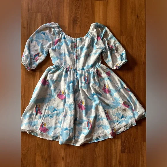 Like New Disney Sleeping Beauty Clouds Long-Sleeve Dress Hot Topic Sz S 🩵 - Picture 8 of 10